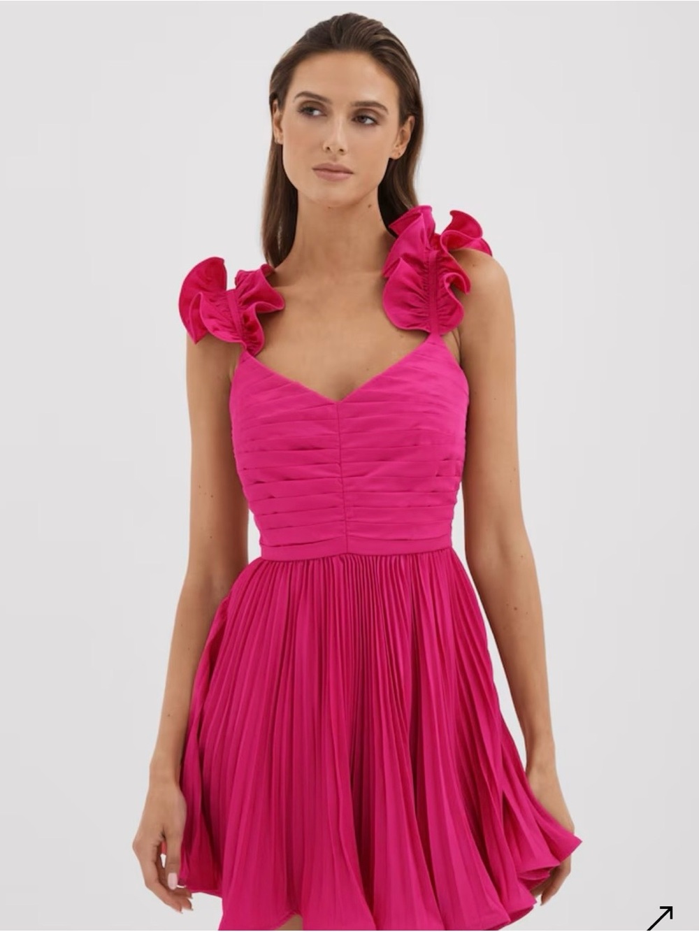 Amur Kitty Ruffle Strap Pleated Mini Dress Pink Cabaret 8